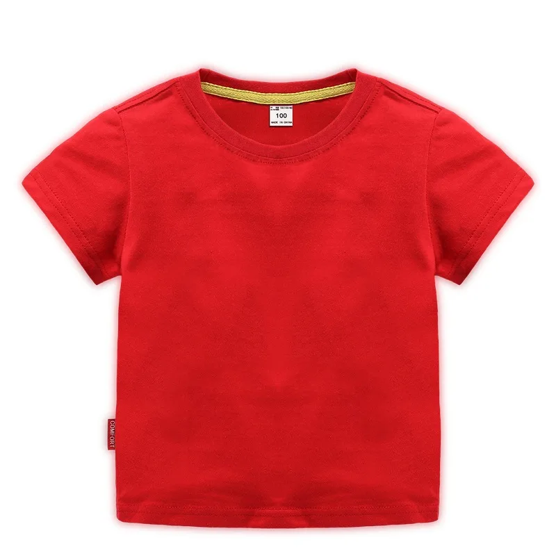 Kids Plain T Shirt Tops for Child Boys Girls Baby pure color Blank Clothes White Black Children Summer Tees 1-15 Years