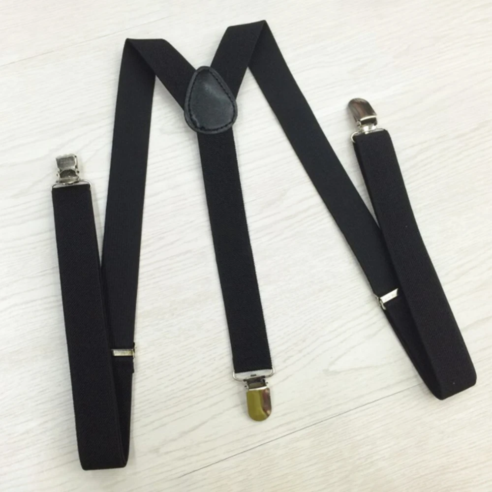 

Durable Black Elastic Suspenders For Men's Fashion Heavy Duty And Washable Size 2 5cm X 20cm (80cm Left & 80cm Right)