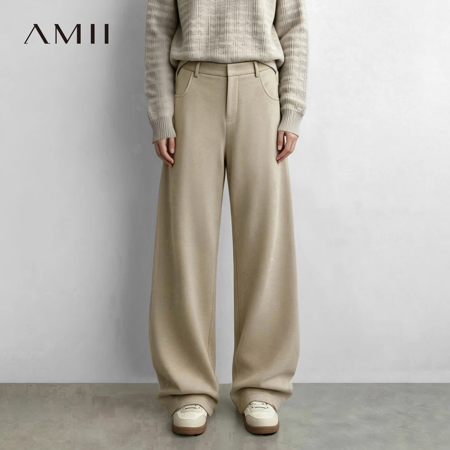 Amii Women's Curved Barrel Pants Loose Casual Commuter Vintage High Waist Trousers Winter 2026 New Capris Woman Clothes 12624013