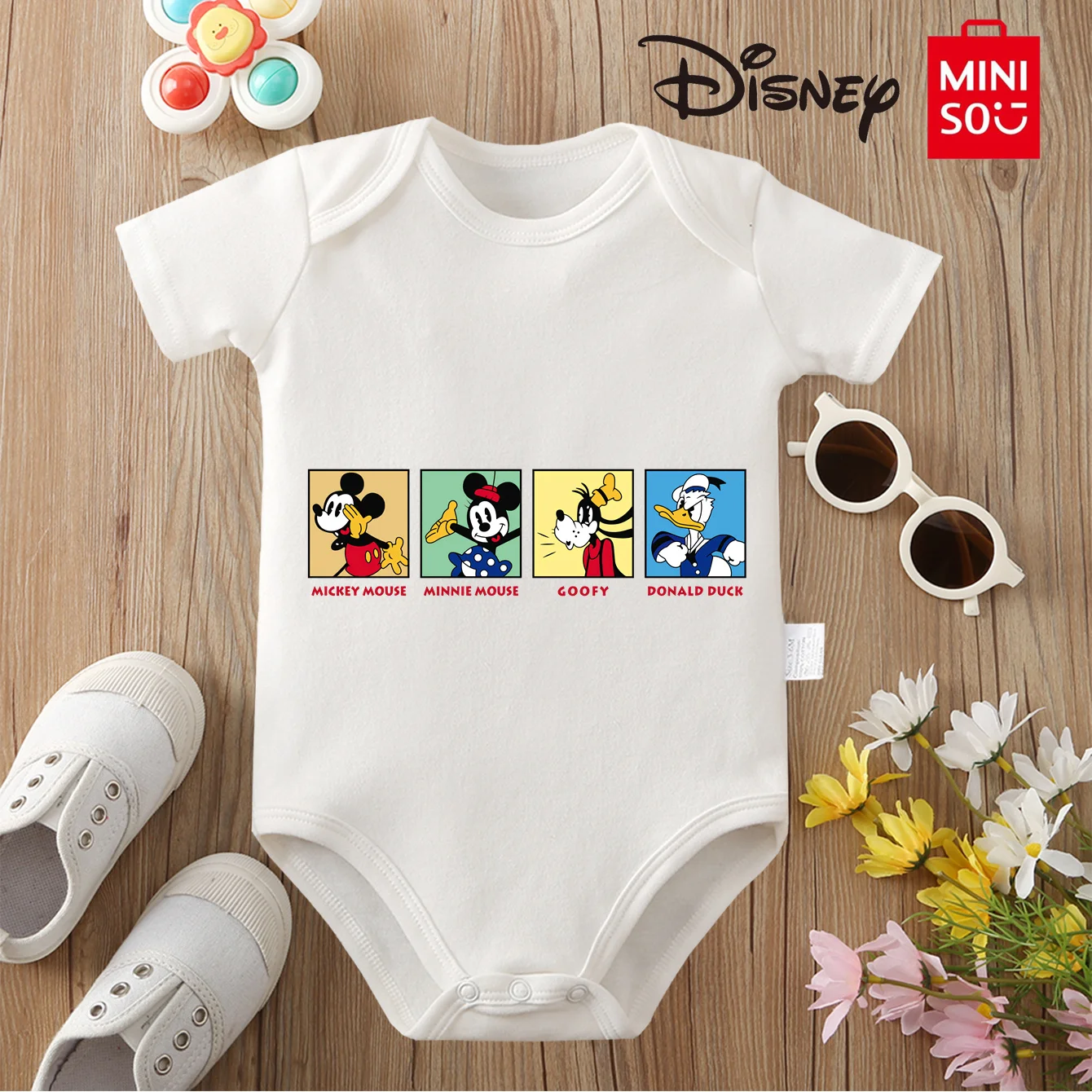 

MINISO Minnie/Daisy Cute Print Baby Cloths Pure Cotton Jumpsuit Onesie Bodysuit for 0 To 12 Months Newborn Best Gift for Baby