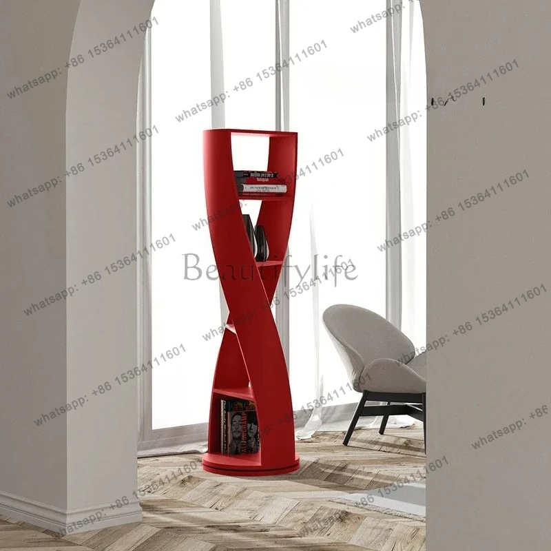 Rak buku berputar FG28Creative Rak sudut Rak buku kayu solid berbentuk khusus Rak dekorasi seni rumah