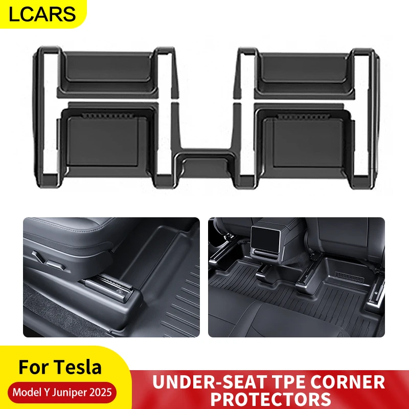 

For Tesla Model Y Juniper 2025 TPE Seat Edge Guard Car Floor Mat Anti-Scuff Pad Interior Accessory under Seat Rail Protector