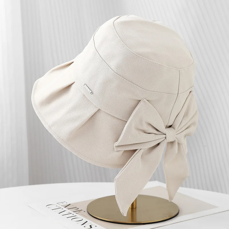 Korean Trendy Split-Bow Women's Fisherman Hat Autumn Fashion Bucket Outdoor Cap Stylish Sunshade Accessory for Ladies