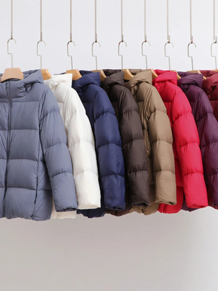 9 Colors Women Hooded Ultralight Down Jacket 2023 New Arrival Female Fashion Korean Casual Loose Winter Warm Outwear Coats