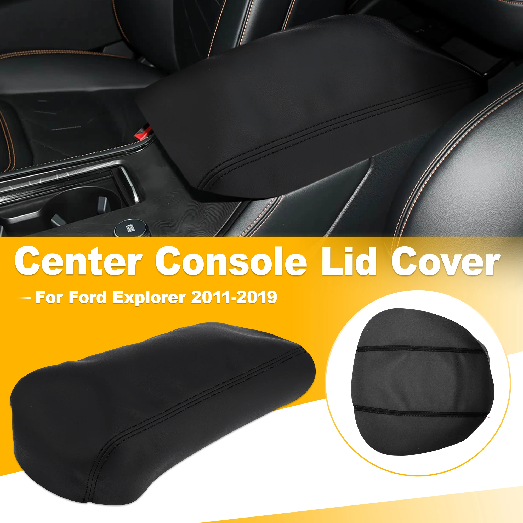 

Uxcell Car Center Console Lid Armrest Cover Repacement Black Leather Suture Center Console Lid Cover For Ford Explorer 2011-2019