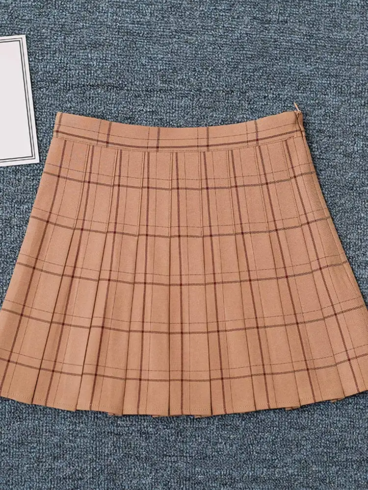 Sweet Women Pleated Skirt Fashion Plaid A-Line Mini High Waist Chic Skirt Kawaii Summer Casual Ladies Plaid Skirt