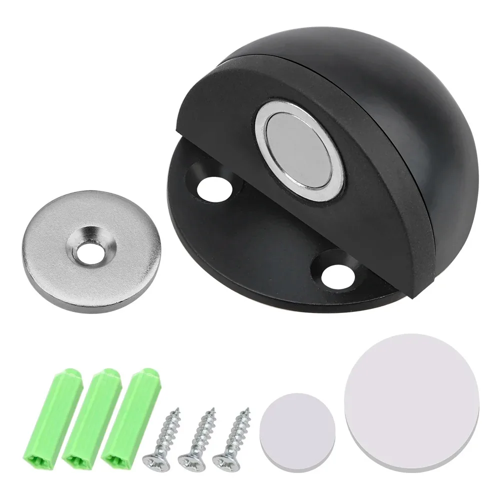 KK&FING Stainless Steel Magnetic Door Stopper Punch-free Door Touch Magnetic Suction Rubber Semi-circle Anti-collision Door Stop