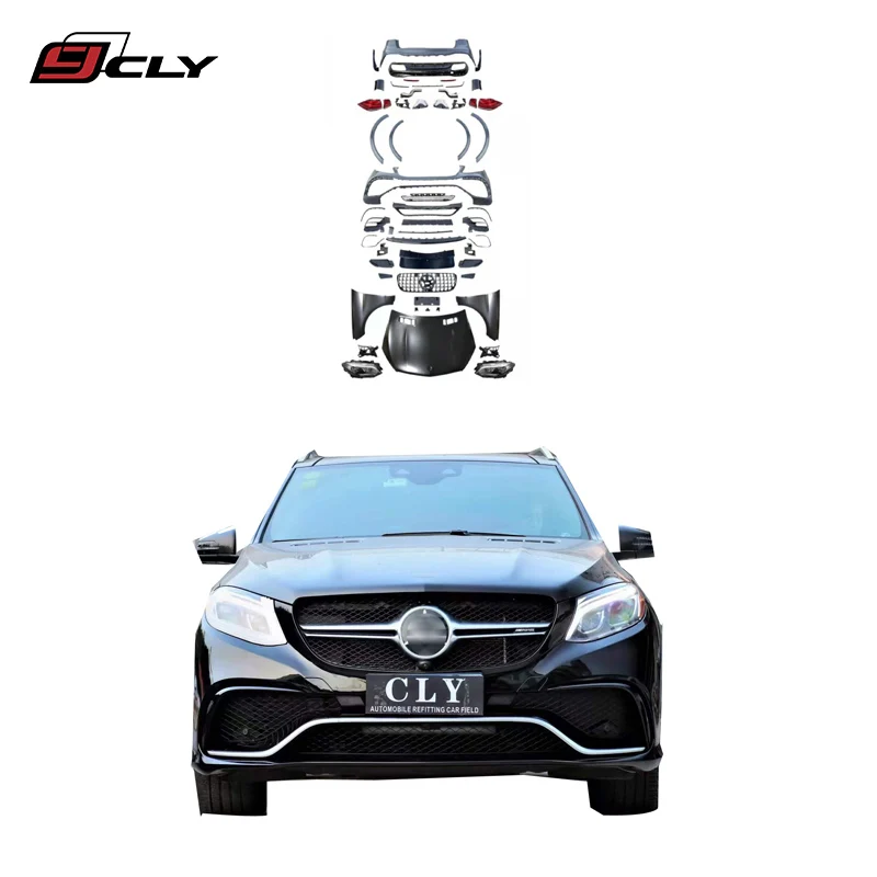 

Automotive Parts Car Bumper Body Kit For 15-19 GLE W166 Upgrade GLE63 AMG Wide Bodykit Headlight Engine Hood