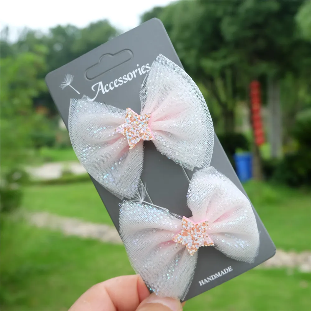 Girls\' Colored Yarn Bows Hair Clip Kids Hairpin Shiny Heart Barrettes Princess Headwear Children Hair Accessorie On Sales