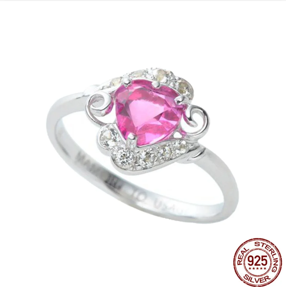 Sailor Moon 925 Sterling Silver Tsukino Usagi Ruby Women Ring Anime Fans Cosplay Jewelry for Proposing Marriage Gift