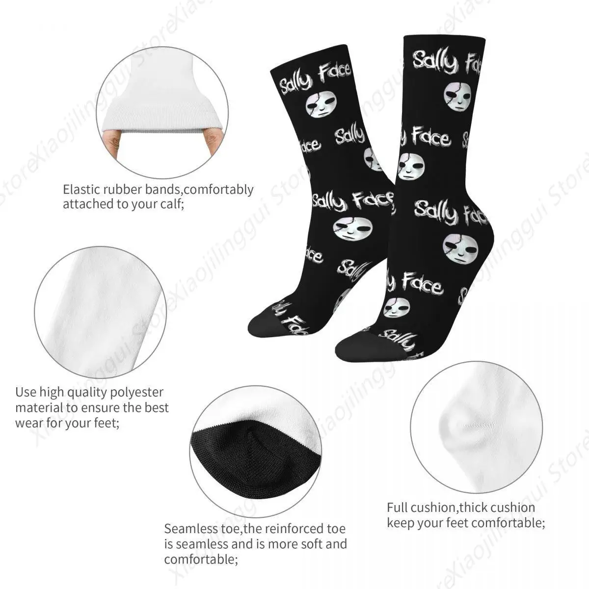 Cozy Women Men Socks Game Sally Face Gift For Fans Accessories Comfortable gamer Sport Dress Socks Spring Autumn Winter