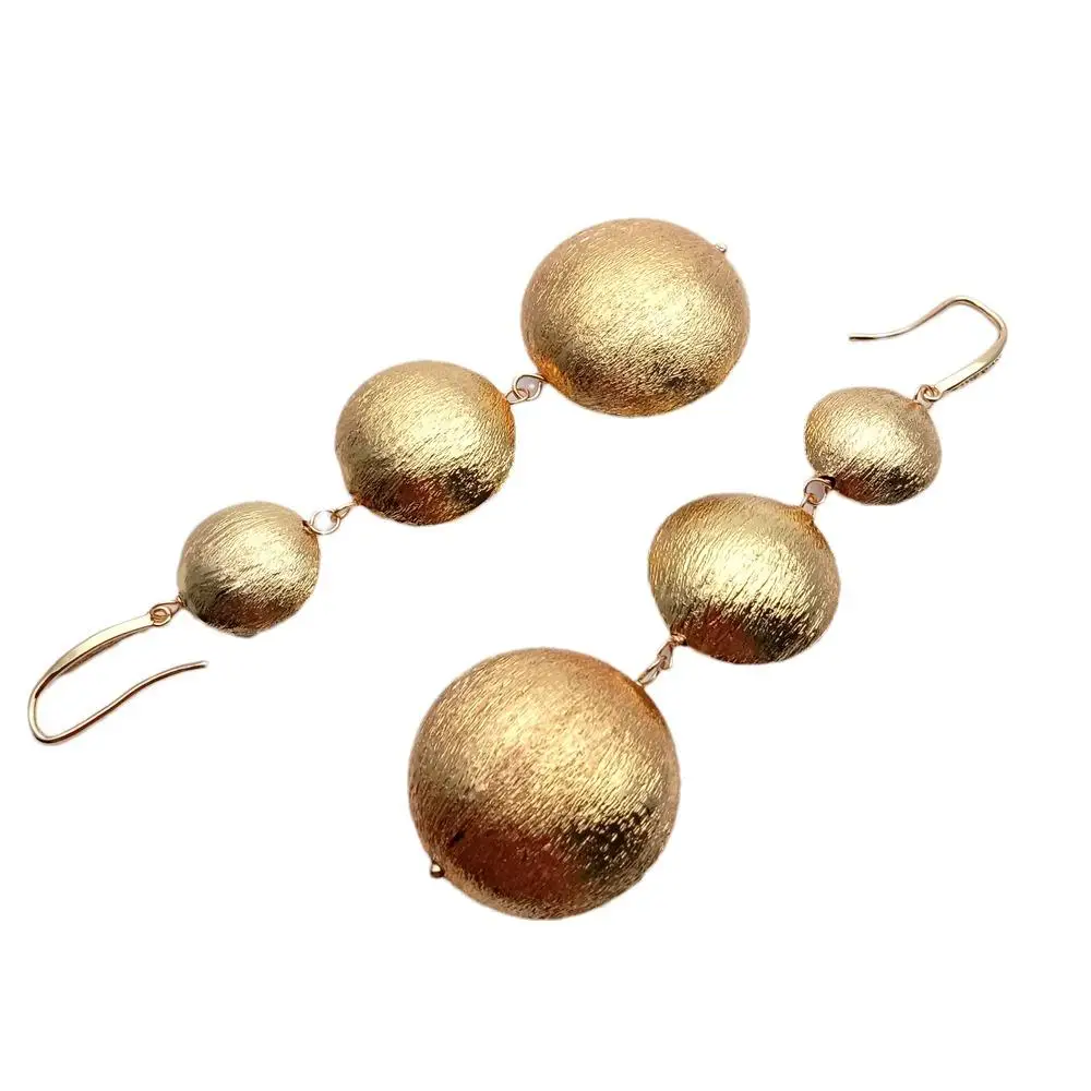 

YYGEM 16mm-20mm-26mm Big Bohemia Earrings Brushed Gold Plated Dangle Earrings Fashion Jewelry