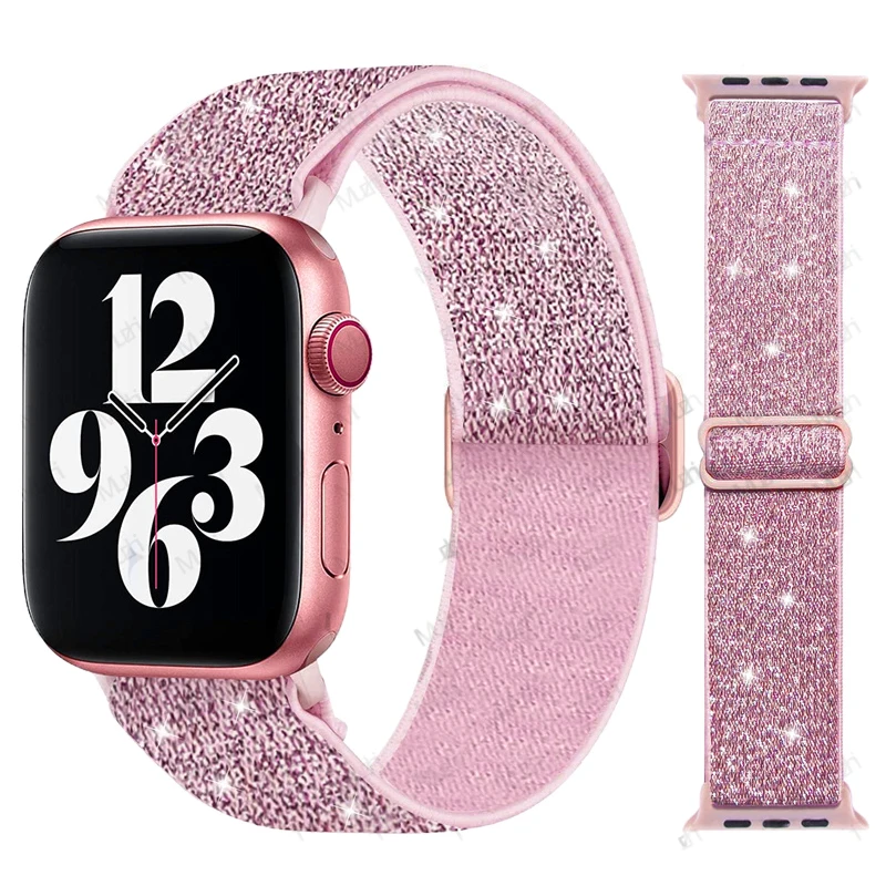 Nylon Elastic Solo Loop for Apple watch Ultra 49mm band 45mm 44/46mm 41mm Scrunchie Adjustable bracelet iWatch serie 6 7 8 9 10 image 3