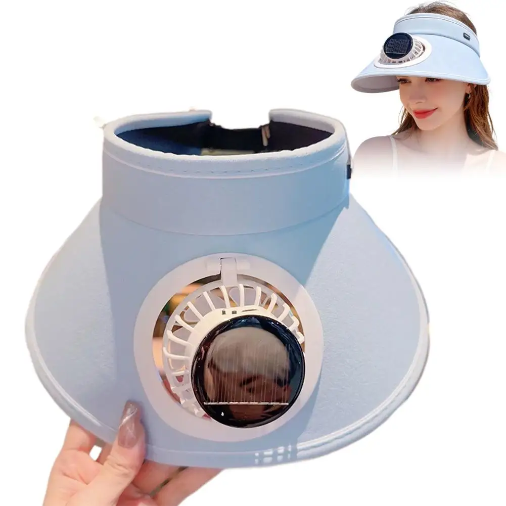 AliExpress NONE Solar USB Rechargeable Fan Sun Visor Hat Wide Brim UV Protection Empty Top Cap Outdoor Golf Cycling Cooling Hat