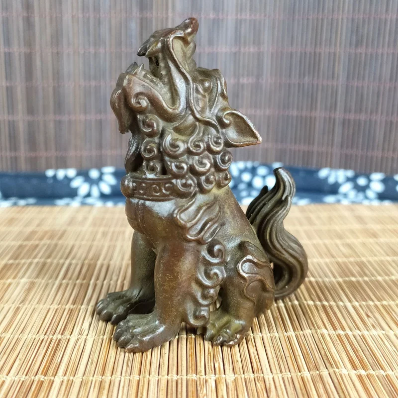 Handmade Antique Bronze Statue of the Dragon's Nine Sons - Suan Ni, Vintage Collectible for Study Room Decoration and Gift