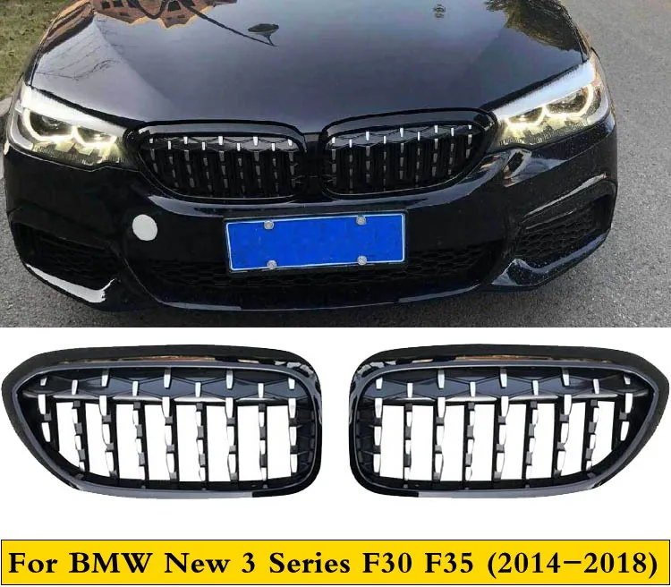 

A Pair Front Kidney Grille For BMW New 3 Series F30 F35 320i 328i 330i 2014-2018 Diamond Grille Front Bumper Grill