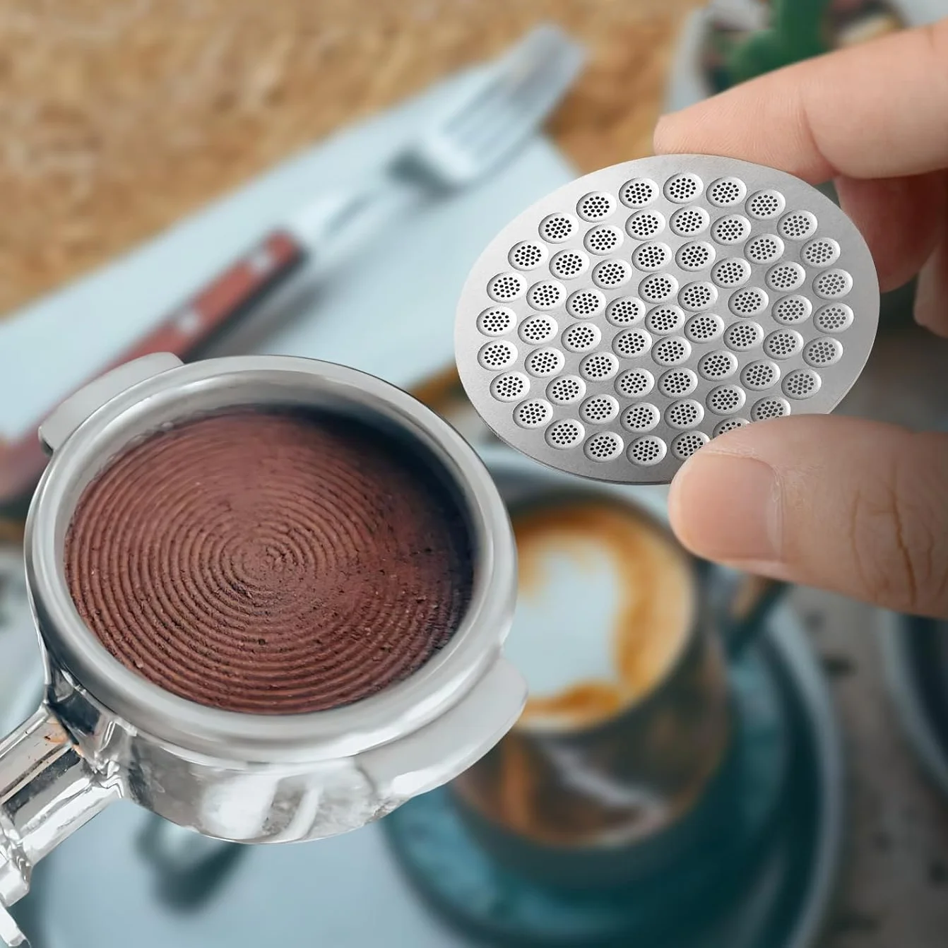 

51/53/58 мм многоразовый металлический двойной фильтр для кофе, вторичный водоотделитель, термостойкий профессиональный аксессуар для эспрессо