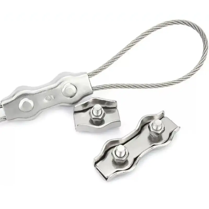 304 Stainless Steel Wire Rope Clips M2-M10 Cable Clamp Simplex Duplex Clips for Clothesline Dog Tie Out Railing Marine 2-10PCS
