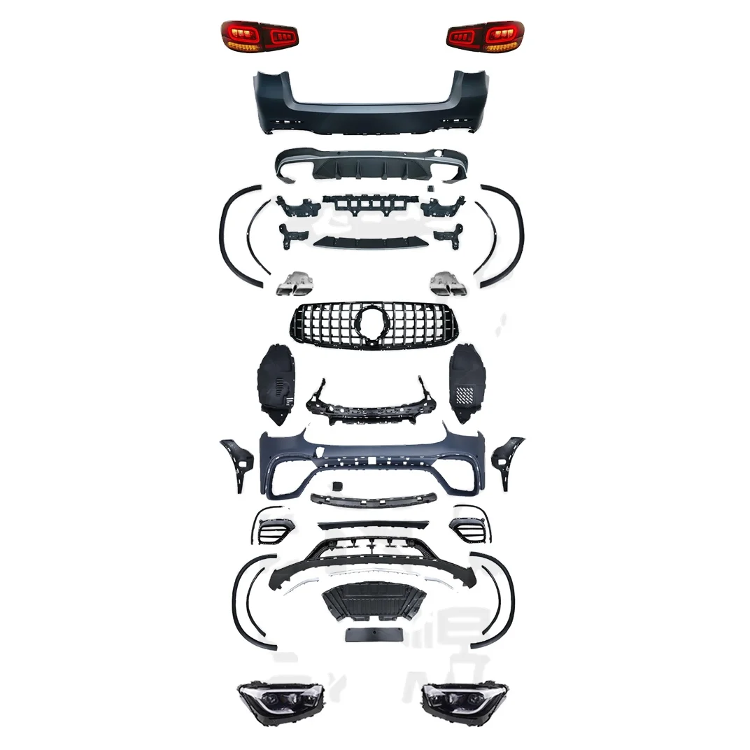 

Body Kit for Mercedes Benz GLC Class X253 16-19 Upgrade to 21 GLC63 AMG Include Front and Rear Bumper with Grille Lamps