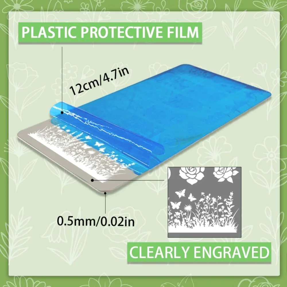 3pcs Flower Leaf Nail Stamping Plates Plants Nail Art Stencils Rose Daisy Manicure Art Templates Flower Bushes Nails Stamper