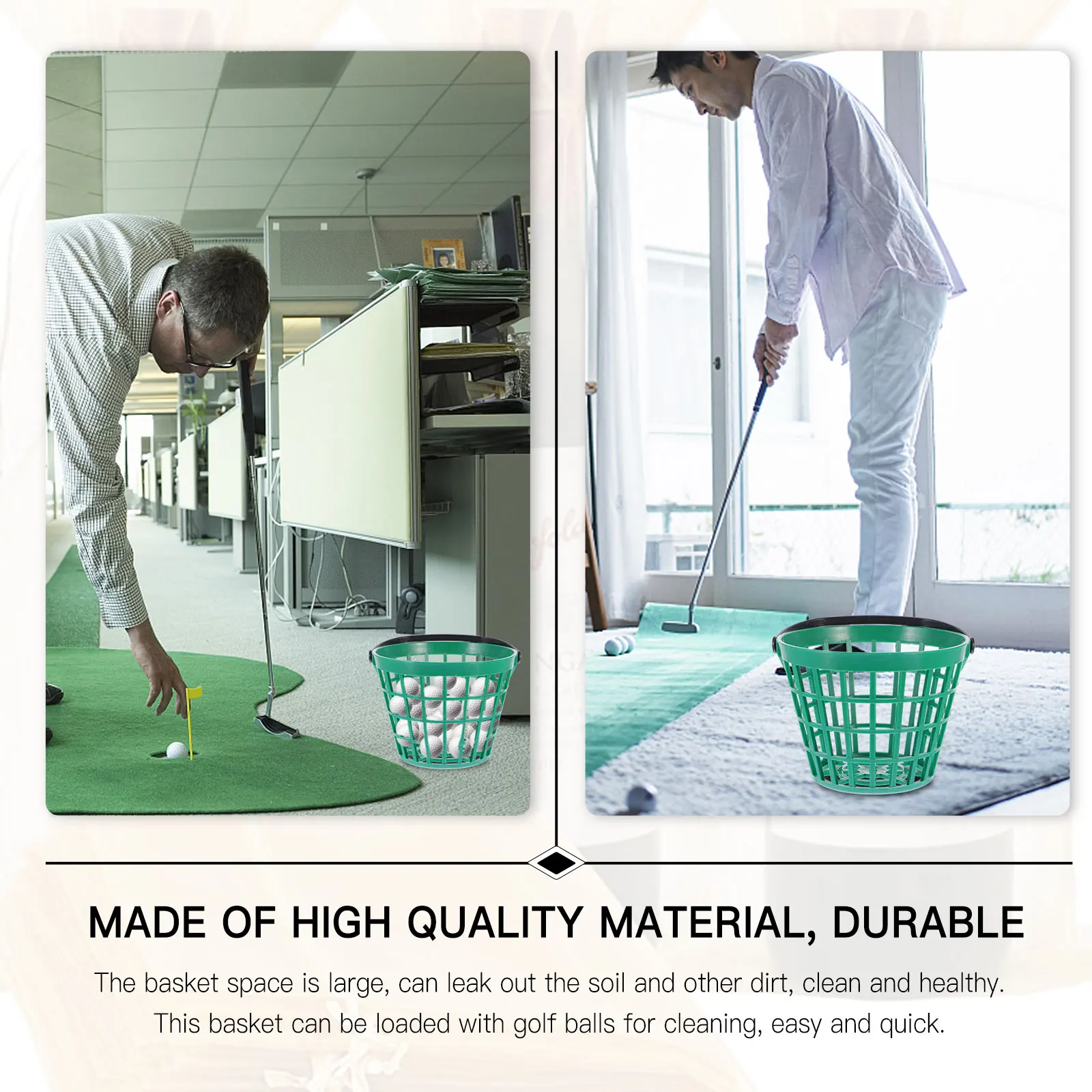 

Pick up Basket Golf Bucket Accessories Range with Handle Baskets Green Small for Balls Baby