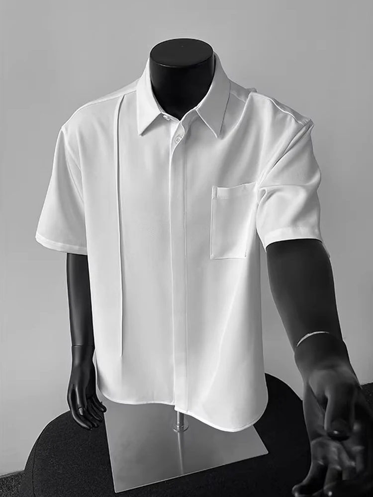

White Ice Silk ort Sve irt Men's Summer Anti-Wrinkle Cool Feeling CleanFit irt Loose Fit No Ironing Required