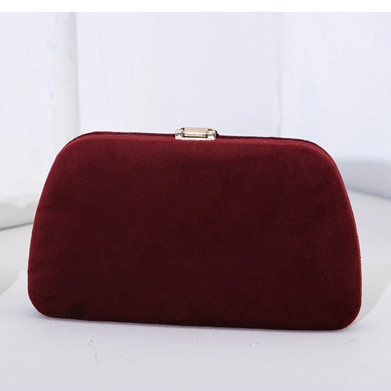 Burgundy Velvet Clutch with Gold Feather Detail Women's Vintage Wedding Party Evening Handbag Detachable Chain Elegant Purse