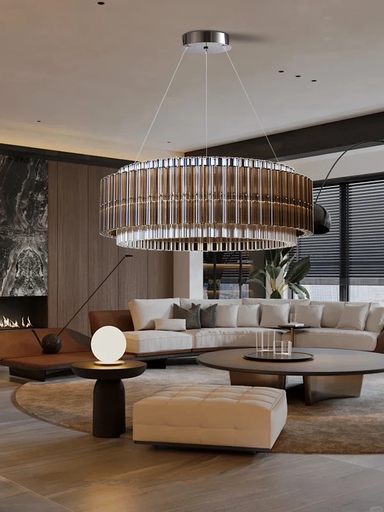 

Italian Luxury Stylish Brown Crystal Suspension Chandelier, Vintage Designer Hanging Lamp for Living Room Dining Table Lustres