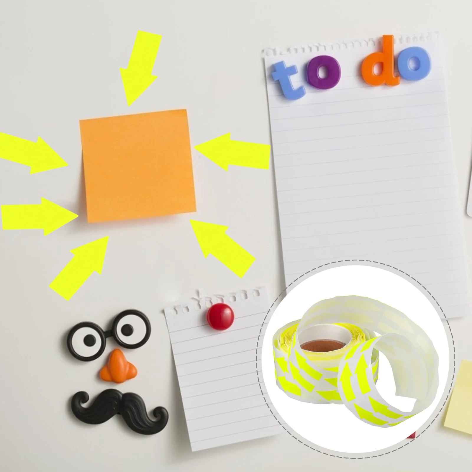 

Fluorescent Arrow Sticker Labels 1x3cm Bright Yellow Self Adhesive Decorative Craft Stickers for Bags Toys Envelopes DIY