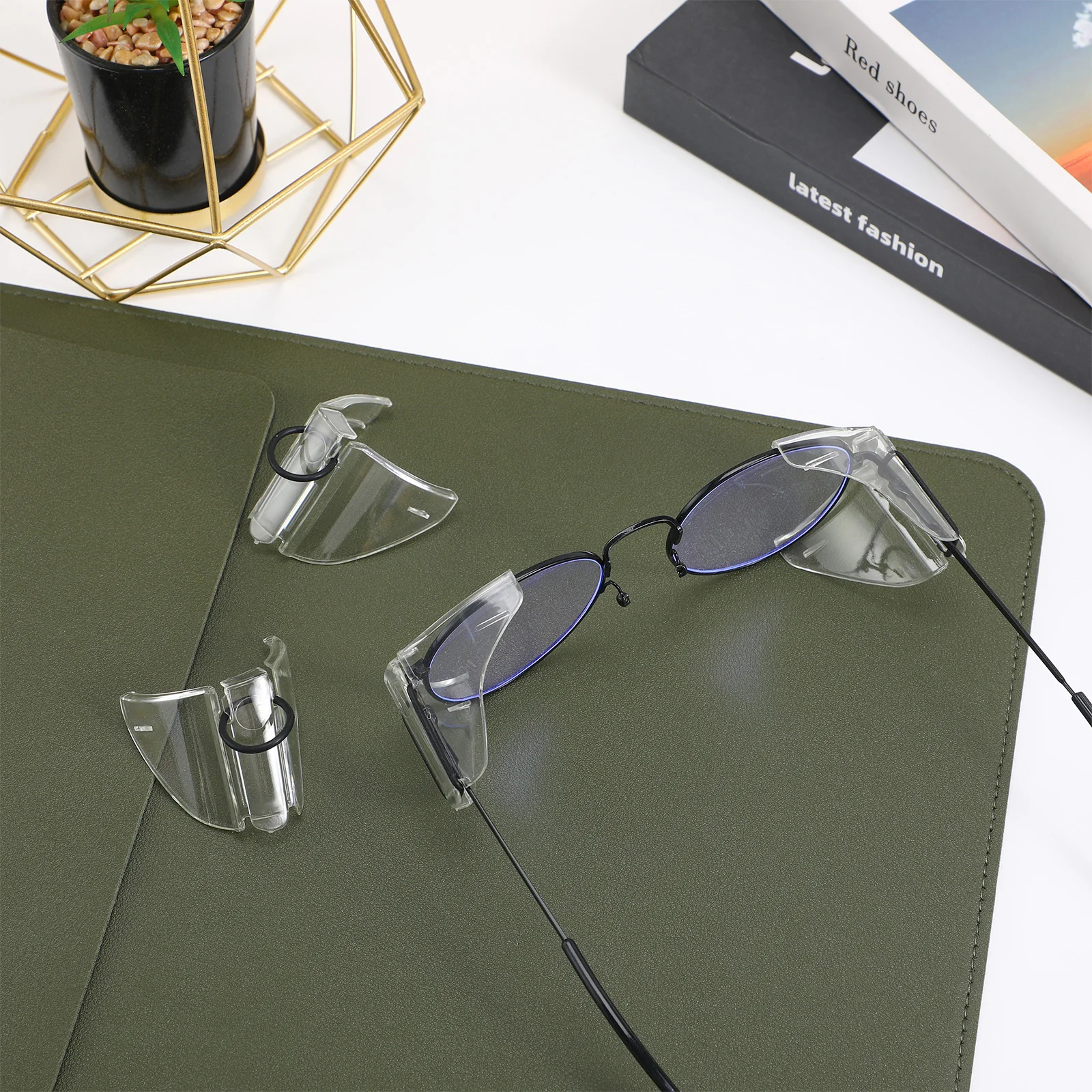 زوجان من النظارات ذات الدرع الجانبي للكمبيوتر الشخصي، أوراق واقية ناعمة بمشبك على نظارات السلامة، واقيات جانبية للنظارات الشمسية الواقية