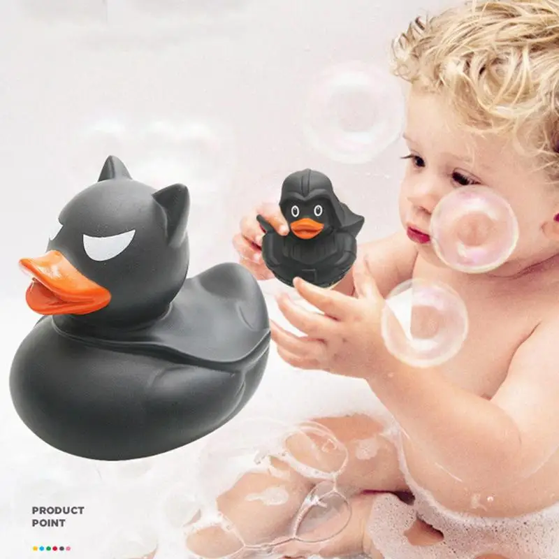 Baby Bath Toys Bathing Cute Black Rubber Duck Halloween Ducks Bath Tub Pool Toys Clockwork Water Toy For Kids