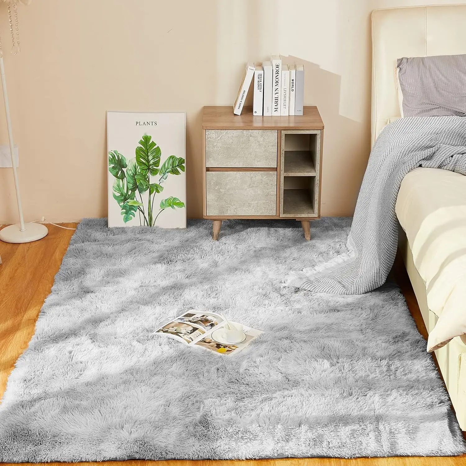 

Non-Slip Thick Plush Carpets for Winter Anti-Slip Fluffy Artificial Velvet Rugs for Chrismas Soft Gray Decor Rugs
