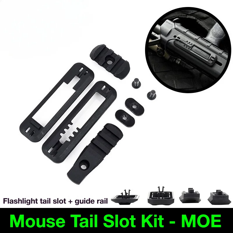 عنصر PEQ-15 فتحة ذيل الفئران المعدنية من النايلون DBAL-A2 ملحق مصباح يدوي بمفتاح سلكي، متوافق مع 20 مم #6