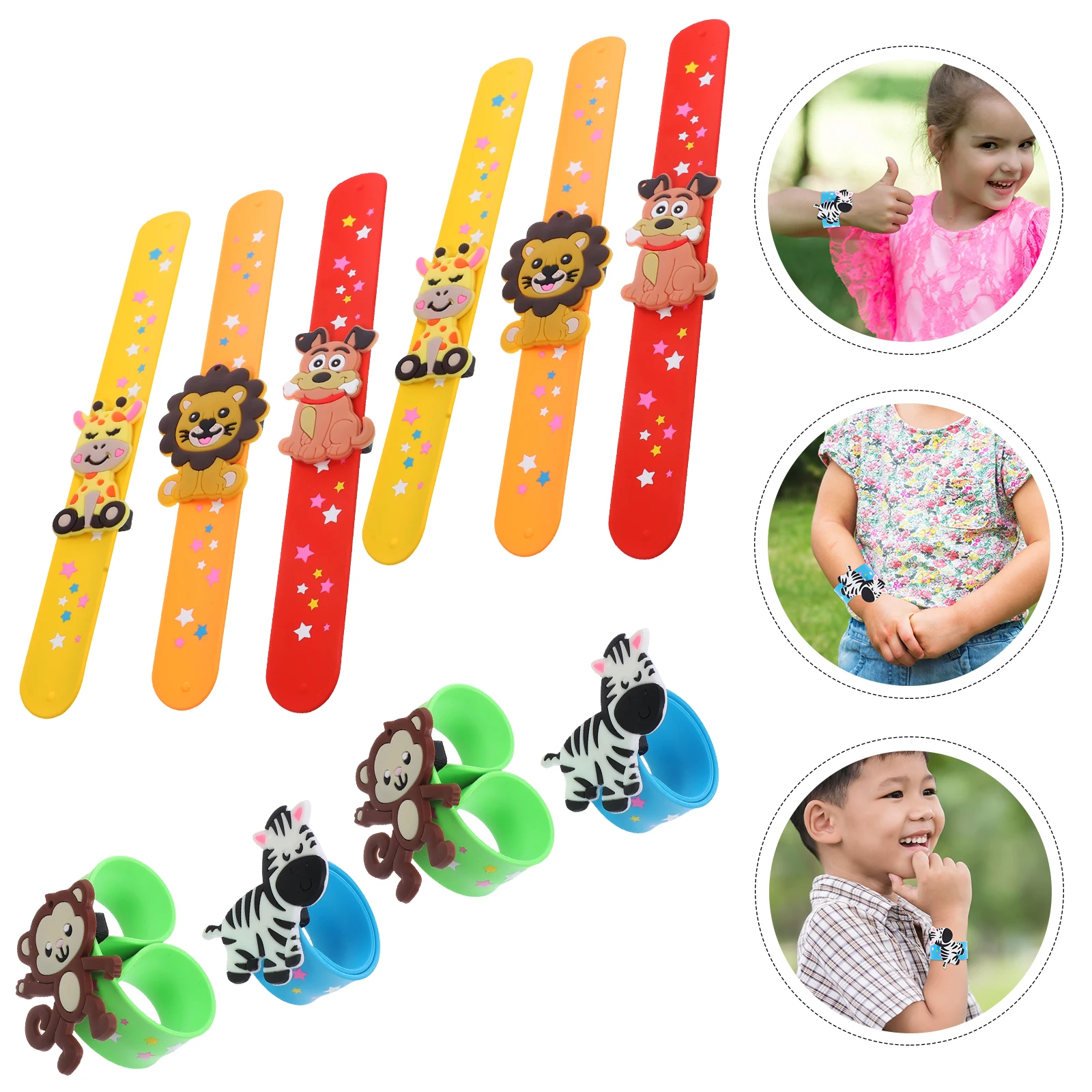 

10 Pcs Papa Circle Animal Bracelet Birthday Silica Gel First Slap Bracelets Party Decoration