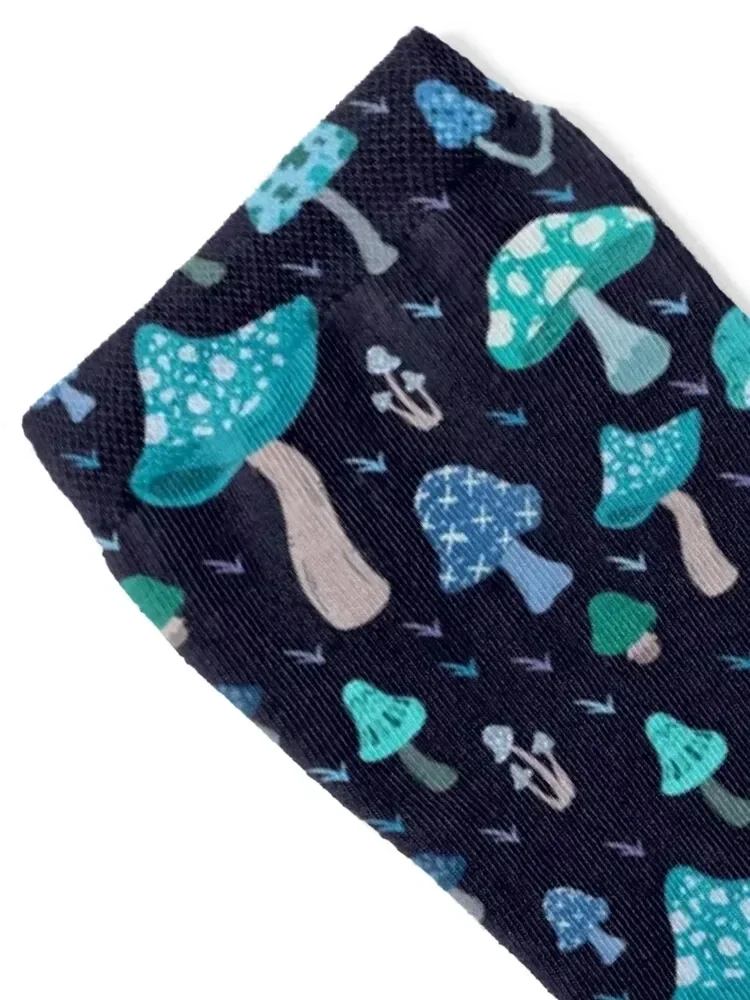 Watercolor Mushrooms - Blue Glowing Socks Argentina Children's Ladies Socks Men's