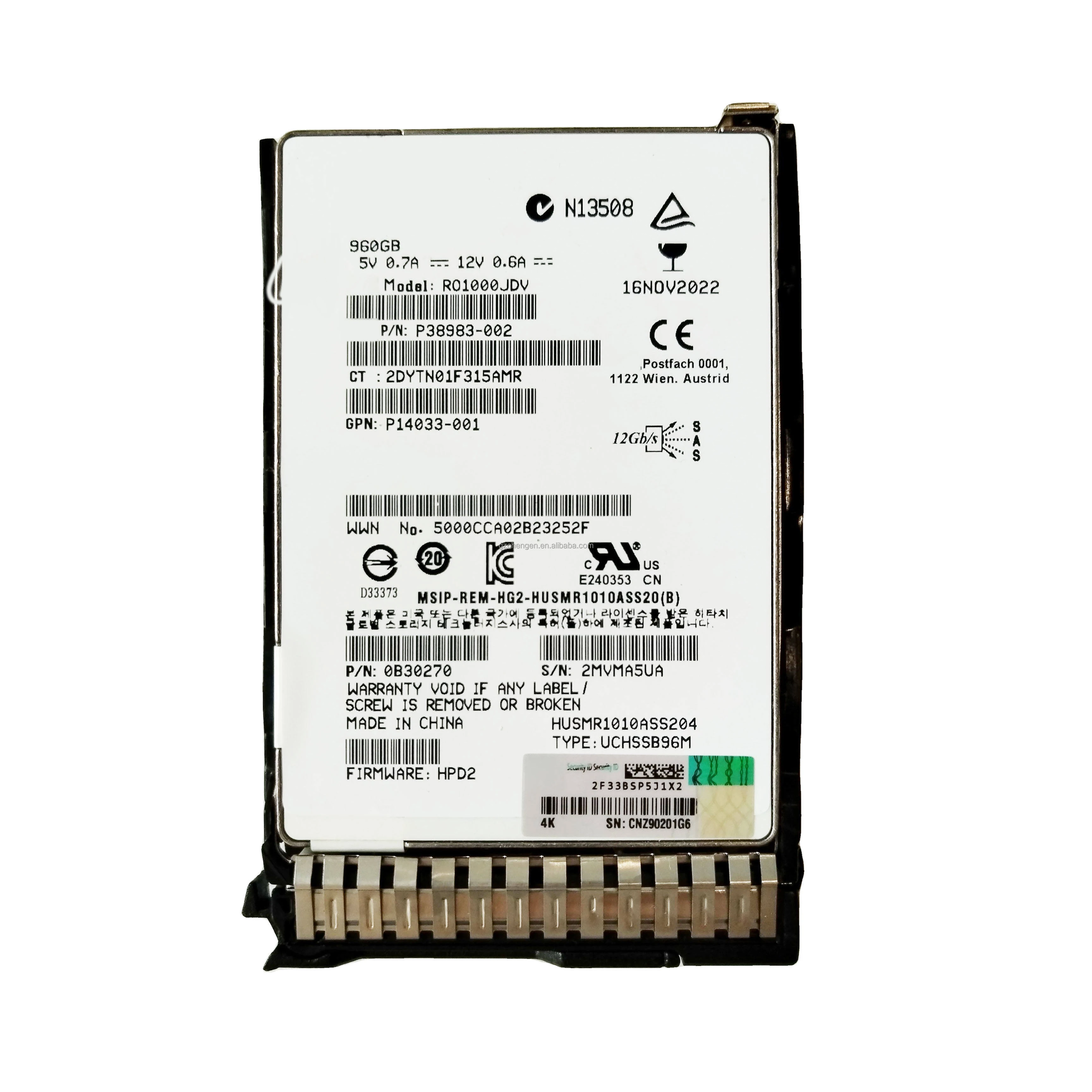 2 ชิ้น P14033-001 960GB .5 นิ้ว SAS 1Gb/S Ri MSA M SSD KPM51RUG960G R0Q46A โซลิดสเตทไดรฟ์