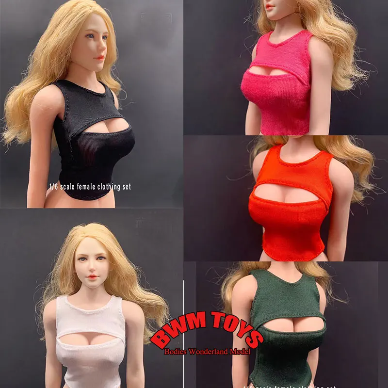 手作り 1/6 スケール女性兵士弾性オープン胸下着ベストモデル服 12 インチ PH UD LD アクションフィギュア人形