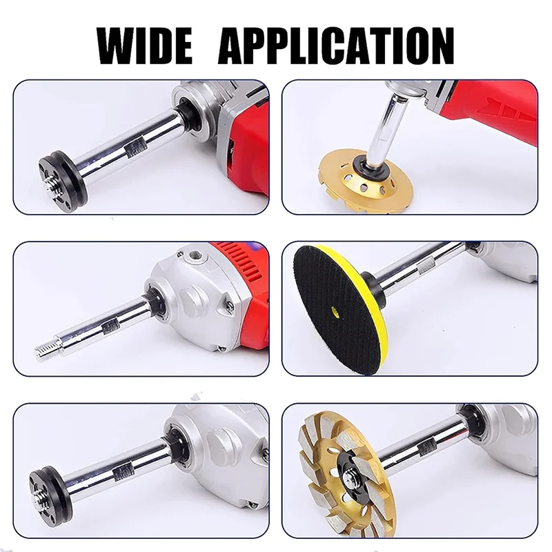 

M14 Thread Angle Grinder Extension Connecting Rod Set, 3 Pcs Angle Grinder Extension Shaft With 3 Polishing Pads-AT36