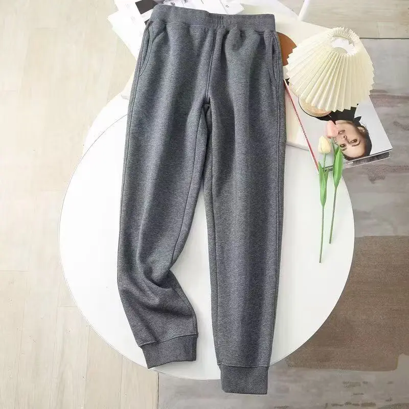 

Спортивные брюки из овечьего флиса для мужчин и женщин, теплые, с завязками, повседневные, осенний сезон 2025, с высокой талией, длинные