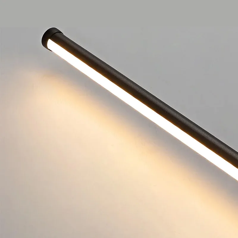 الحد الأدنى طويل Led أضواء الجدار الأسود داخلي الديكور غرفة نوم السرير مصابيح الحائط درج المدخل الحديثة المنزل الشمعدان الداخلي