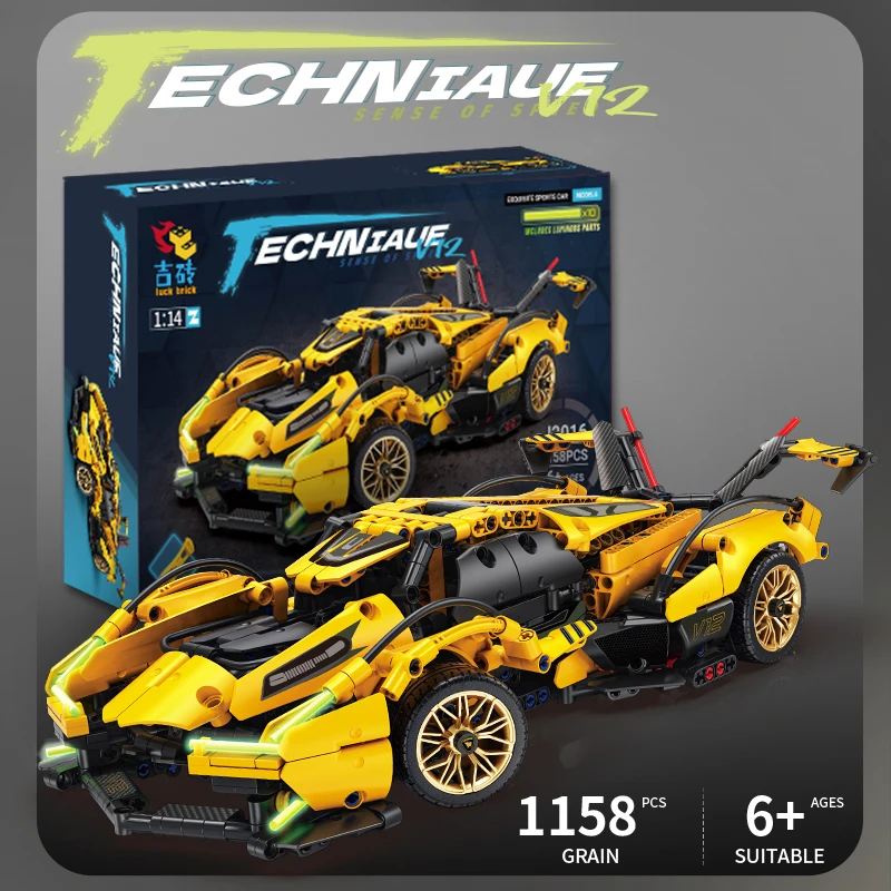 

Technical Hypercar Noctiluce Racing Car Building Blocks Toy, Sportcar Brick For Boy Adult,The Perfect Christmas Gift for Kids Wh