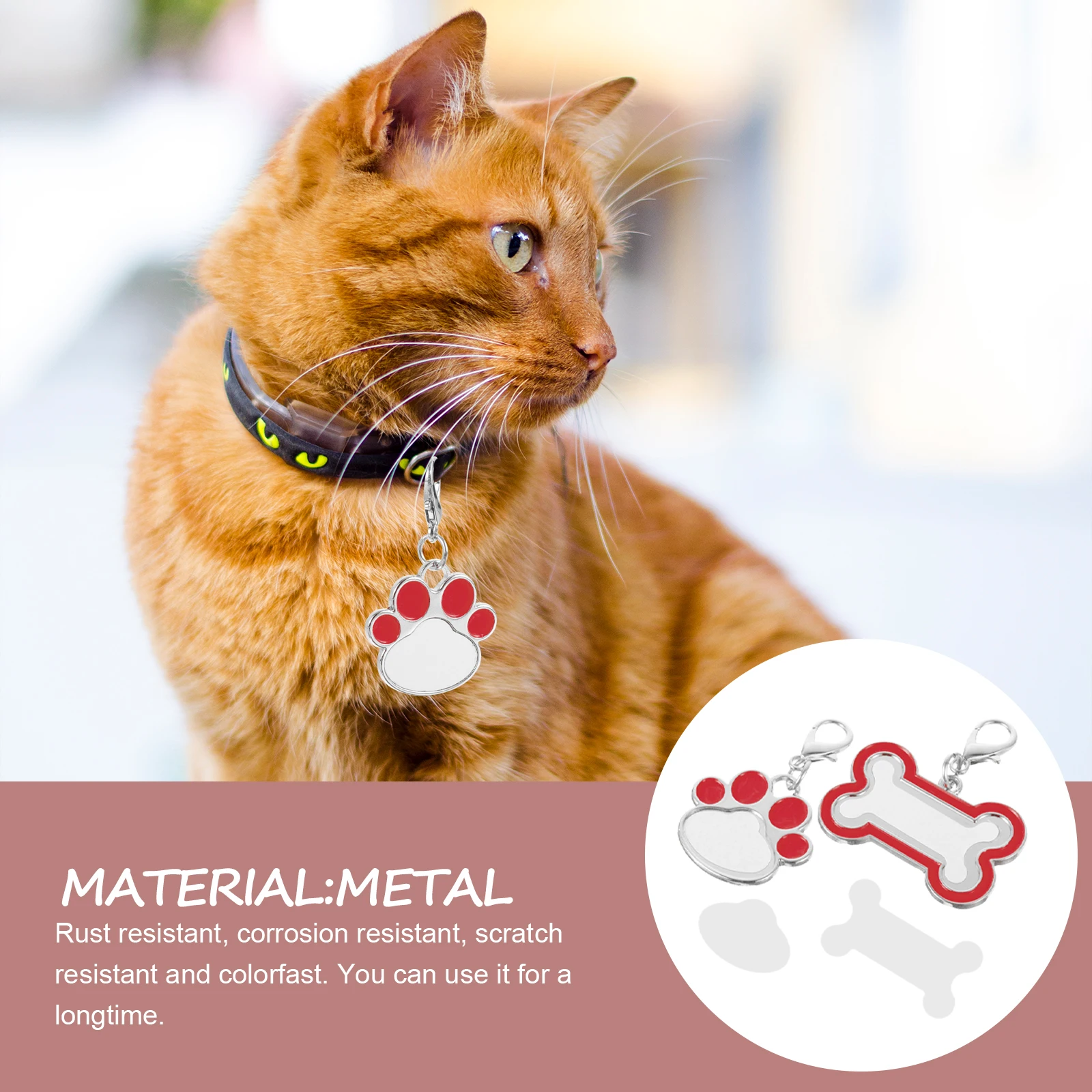 

2 Pcs Pet ID Tags Stainless Steel DIY Sublimation Blanks Durable Rust Resistant Dog Cat Tag Name Collar Locket