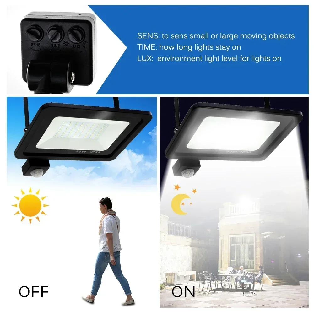 

LED Floodlight PIR Motion Sensor White/Warm White IP66 AC220V Exterior Projector Spotlight Outdoor Lighting Flood Lamps