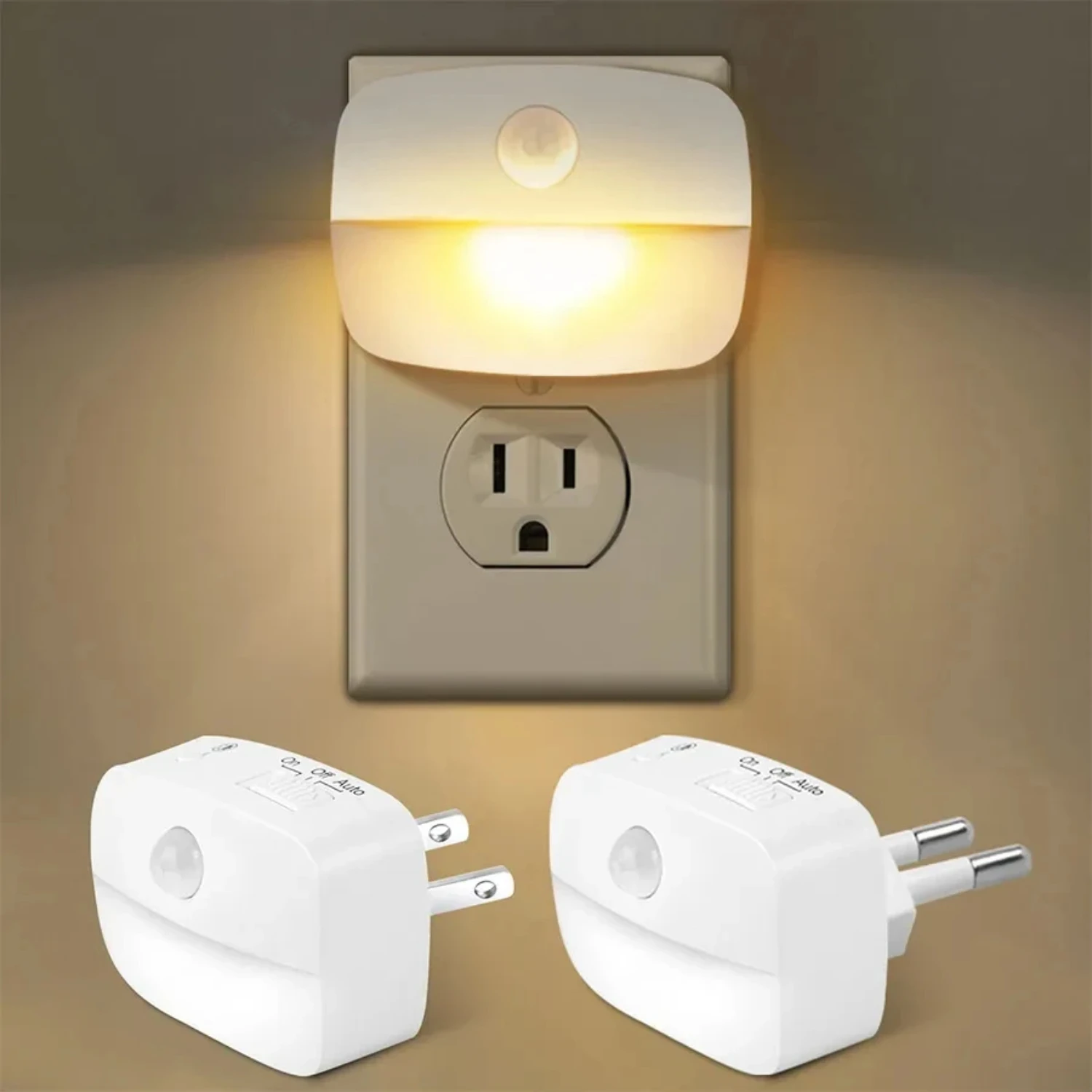 Convenient and Bright Ultimate European Plug Mini LED Motion Sensor Night Light for Cozy Home Illumination in Bedside, Bedroom, 