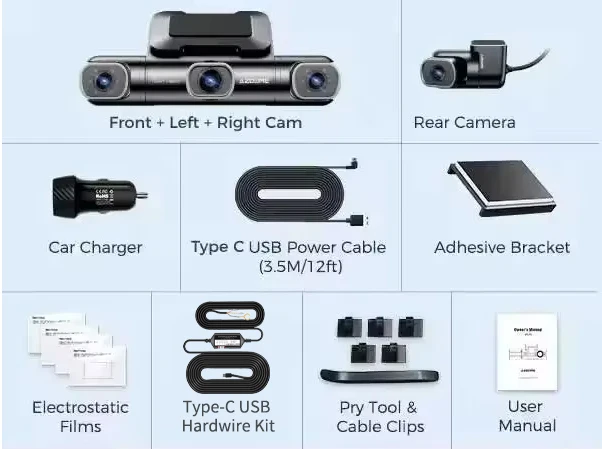 AZDOME 360 °   Dashcam M660 Voor Achter Binnen Auto Camera 5G WiFi GPS 4 Kanaals Dashcam voor Auto's IR Nachtzicht 2.5K+1K+1K+1K
