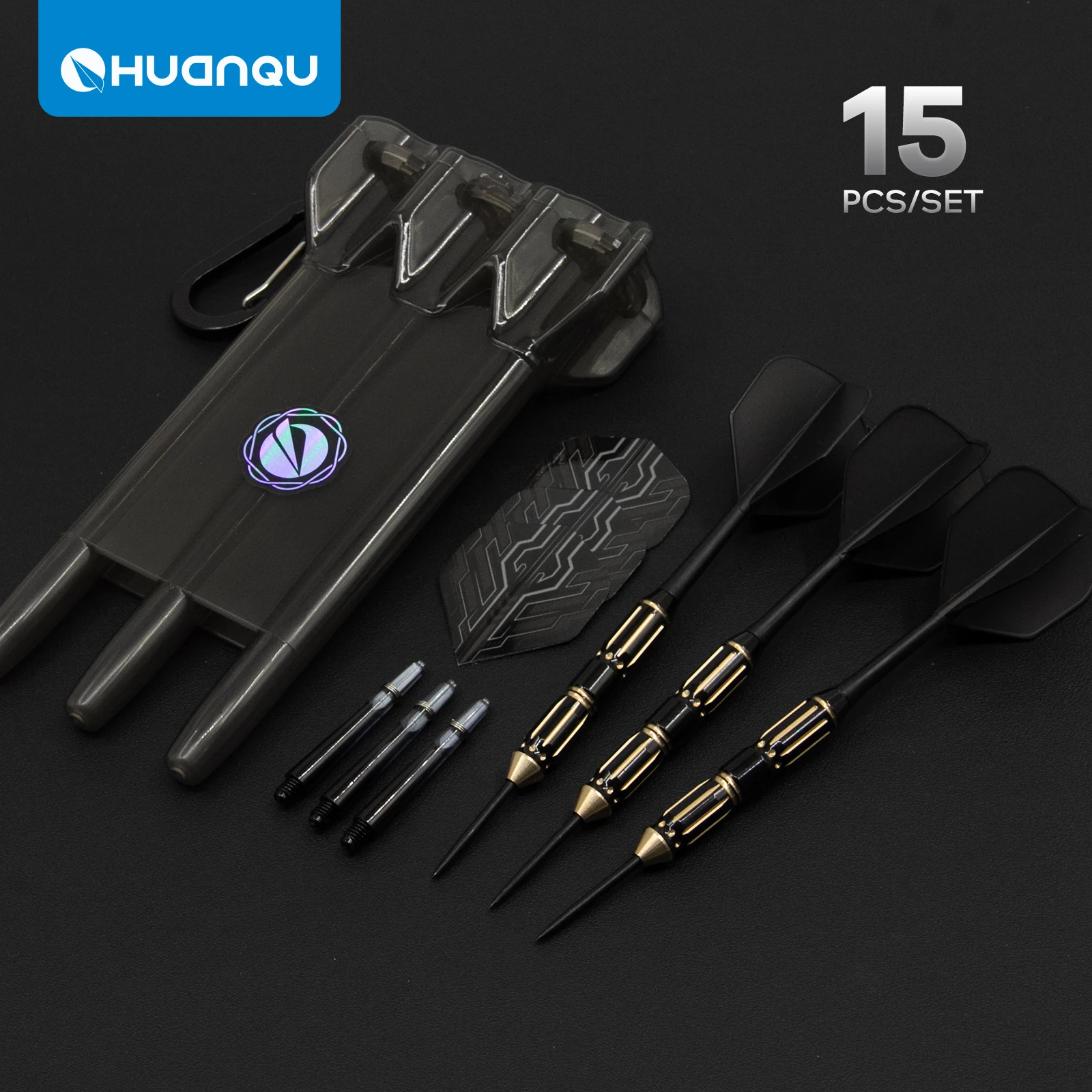 

Huanqu Professional-Grade 23g Brass Dart Set, Integrated Design for Precision and Stability, Indoor Competition Training Bar Darts, Includes Storage Box Portable Set, Comes with Spare Dart Shafts and Dart Flights