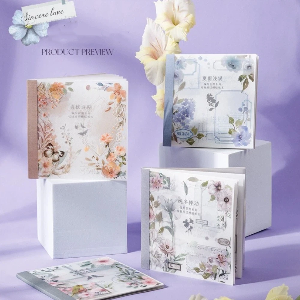 20 teile/buch Vier Jahreszeiten Thema Floral Aufkleber Buch Licht Retro Backing Aufkleber Schneiden Sammelalbum INS Stil DIY Handwerk