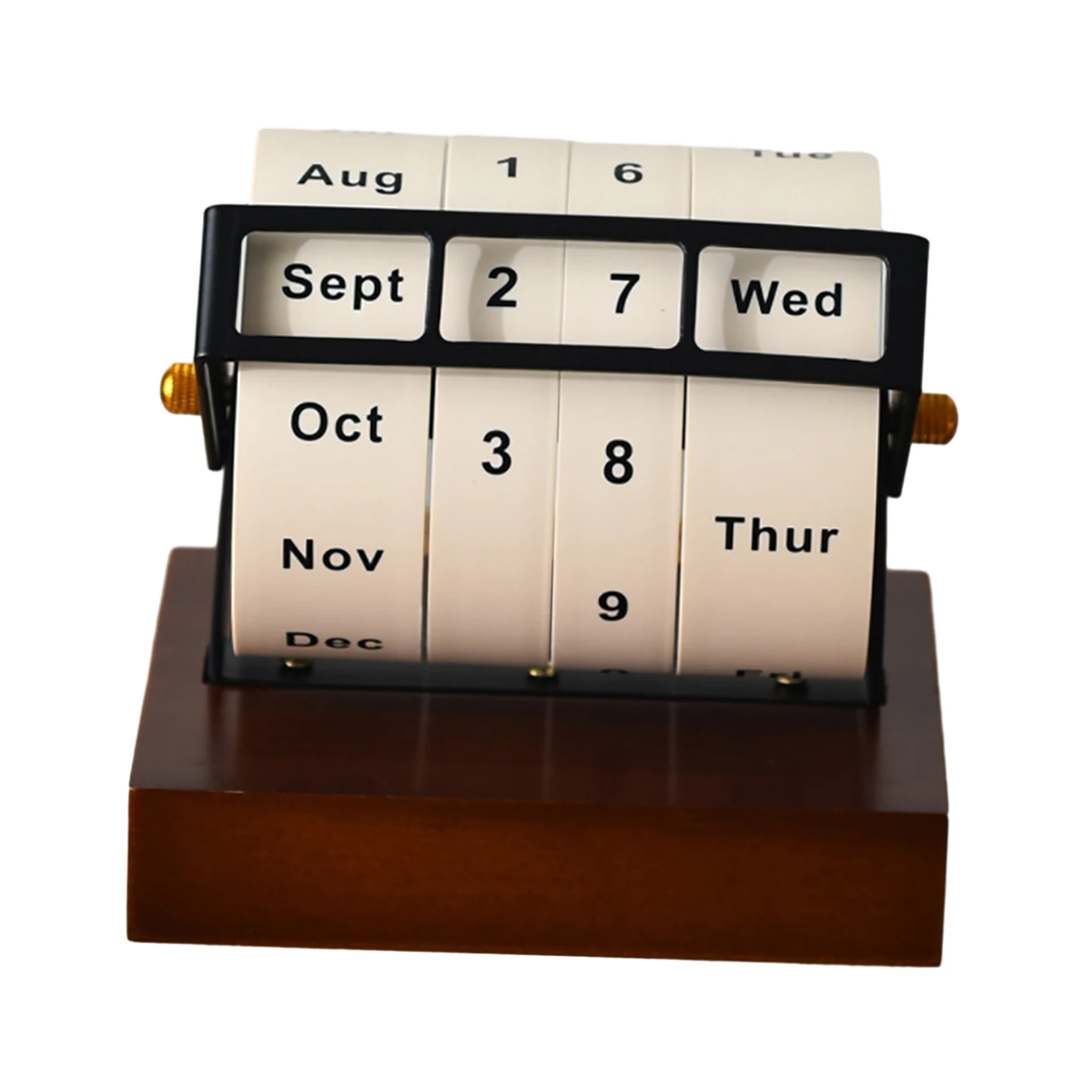 Perpetual Calendar Stable Wooden Rotary Calendar for Shop Living Room School Rotary Calendar Month Week Day Date Display