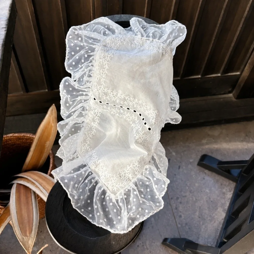 New Flower Embroidered Lace Placemats Transparent Ruffles Table Cup Mat Soft Flounced European Cover Towels Table Decor