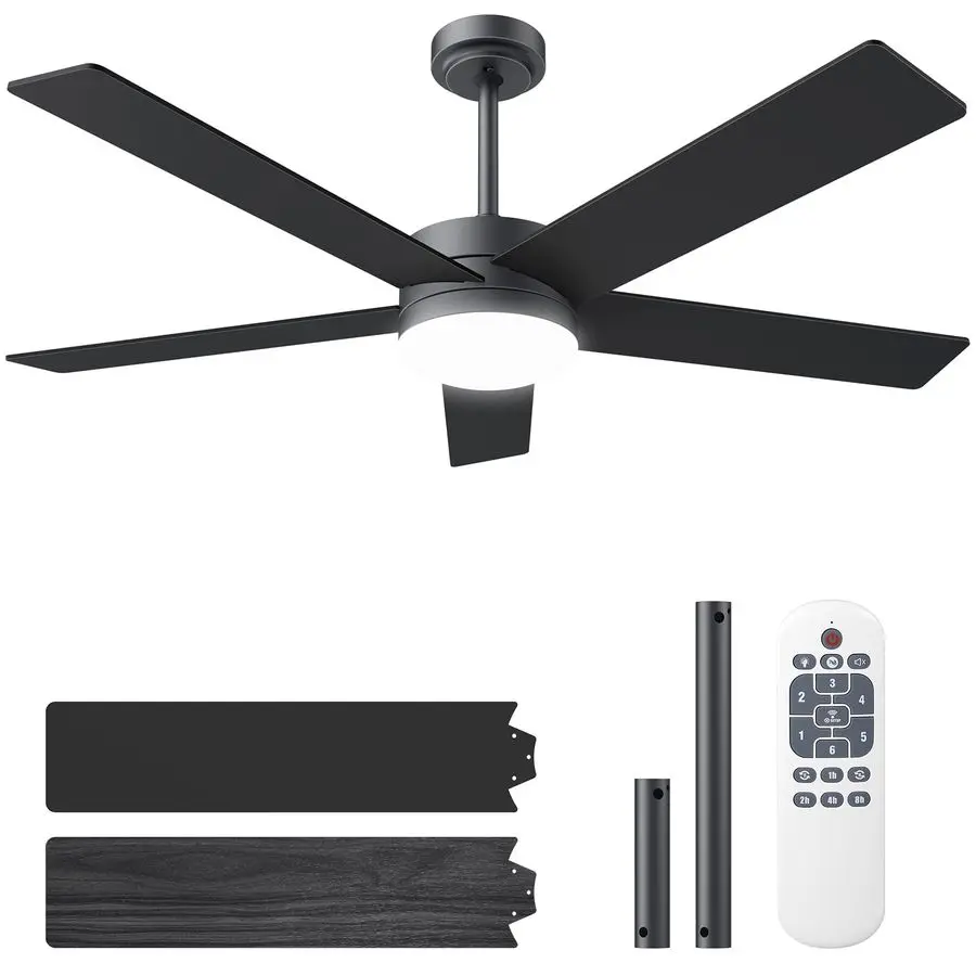 

Fans with Lights and Remote, 52 inch Ceiling Fans with Flush Mount, 22W 3Color LED Light, 6 Speed Reversible, Dual Finish 5 Blad